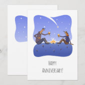Carte Bonne Mariage Anniversaire Campfire Couple Card (Devant / Derrière)