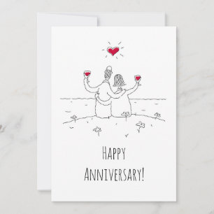 Carte Bonne Mariage Anniversaire Red Heart Couple Card