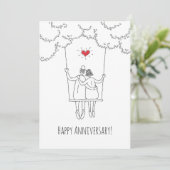 Carte Bonne Mariage Anniversaire Red Heart Swing Card (Debout devant)