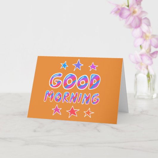 Carte BONNE MATINÉE Colorée Cool Stripes PERSONNALISÉ (Orchidée)