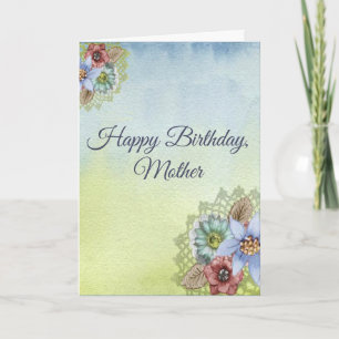 Carte Bonne Mère d'anniversaire, Jolies fleurs pastel