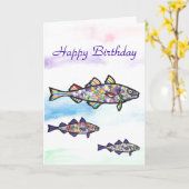 Carte Bonne morue d'anniversaire (Fleur jaune)