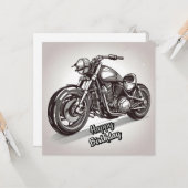 Carte Bonne moto Vintage d'anniversaire (Devant/Arrière en situation)