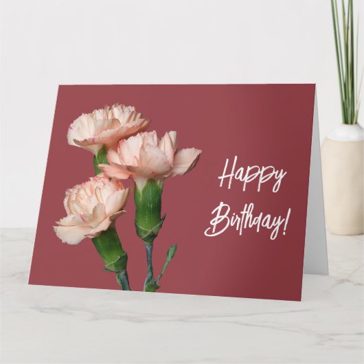 Carte Bonne oeillet rose pâle d'anniversaire joli joli f (Devant)
