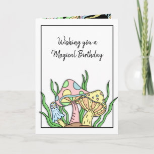Carte Bonne page Anniversaire des champignons rétro et c