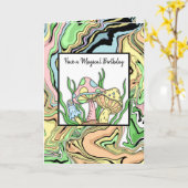 Carte Bonne page Anniversaire des champignons rétro et c (Fleur jaune)