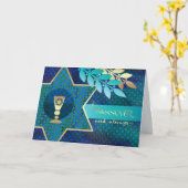 Carte Bonne Pâque. Star of David and Kiddush Cup (Fleur jaune)