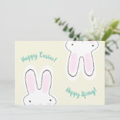 Carte Bonne Pâques Happy Printemps mignon lapin drôle ca (Debout devant)