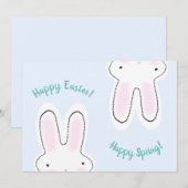 Carte Bonne Pâques Happy Printemps mignon lapin drôle ca (Devant / Derrière)