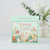 Carte Bonne Pâques vert clair aquarelle accueil plat (Debout devant)