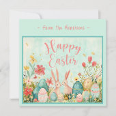 Carte Bonne Pâques vert clair aquarelle accueil plat (Devant)