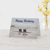 Carte Bonne photo de plage d'anniversaire (Fleur jaune)