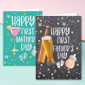 Carte Bonne première Fête des pères mignonne Noir modern