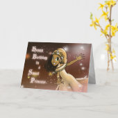 Carte Bonne princesse afro-américaine anniversaire (Fleur jaune)