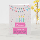 Carte Bonne princesse d'anniversaire (Fleur jaune)