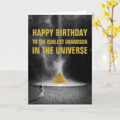 Carte Bonne Pyramide spatiale d'anniversaire avec astron (Fleur jaune)