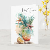 Carte Bonne retraite Boisson tropicale (Fleur jaune)