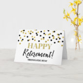 Carte Bonne retraite Félicitations Black Gold Dots (Fleur jaune)