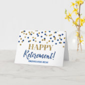 Carte Bonne retraite Félicitations Blue Gold Dots (Fleur jaune)