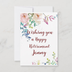 Carte Bonne retraite Félicitations Floral Voeux