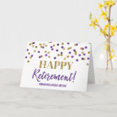 Carte Bonne retraite Félicitations Purple Gold Dots (Fleur jaune)