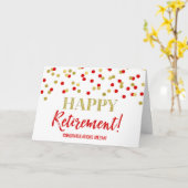 Carte Bonne retraite Félicitations Red Gold Dots (Fleur jaune)