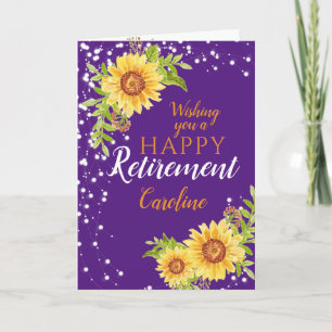 Carte Bonne retraite Floral Sunflower Purple Card