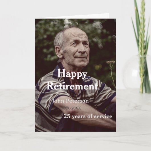 Carte Bonne retraite photo nom année de service (Devant)