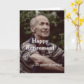 Carte Bonne retraite photo nom année de service (Fleur jaune)