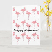 Carte Bonne retraite Pink Flamingo Pattern (Fleur jaune)