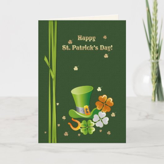 Carte Bonne Saint Patrick. Charms chanceux (Devant)
