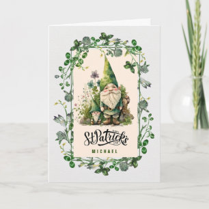 Carte Bonne Saint Patrick. Gnomes irlandais mignons pers