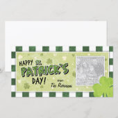 Carte Bonne Saint Patrick - Shamrock et En vichy (Devant / Derrière)