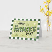 Carte Bonne Saint Patrick - Shamrock et En vichy (Fleur jaune)