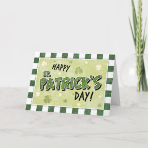 Carte Bonne Saint Patrick - Shamrock et En vichy