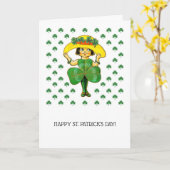 Carte Bonne Saint Patrick. Vintage irlandaise (Fleur jaune)