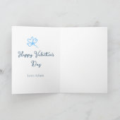 Carte Bonne Saint-Valentin bleue fleur nom rustique joye (Intérieur)