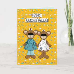 Carte Bonne Semaine des infirmières. Nounours mignons