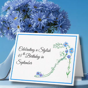 Carte Bonne Septembre 45 Anniversaire Blue Aster Flowers