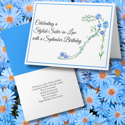 Carte Bonne Septembre Anniversaire Soeur en Droit Blue A