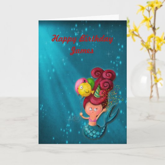 Carte Bonne sirène d'anniversaire (Fleur jaune)