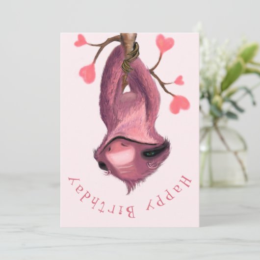 Carte Bonne Sloth Funny Birthday Card (Debout devant)