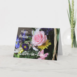 Carte Bonne Soeur d'anniversaire / Bouquet Rose