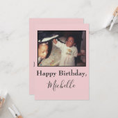 Carte Bonne soeur d'anniversaire rose photo (Devant/Arrière en situation)