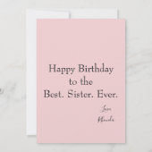 Carte Bonne soeur d'anniversaire rose photo (Dos)