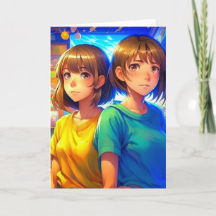 Carte Bonne soeur jumelle anniversaire   Anime Girls