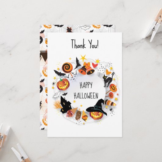 Carte Bonne soirée d'Halloween (Devant/Arrière en situation)