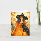 Carte Bonne sorcière d'automne Halloween (Devant)