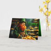 Carte Bonne St Patrick's Day Leprechaun HGC05 (Fleur jaune)