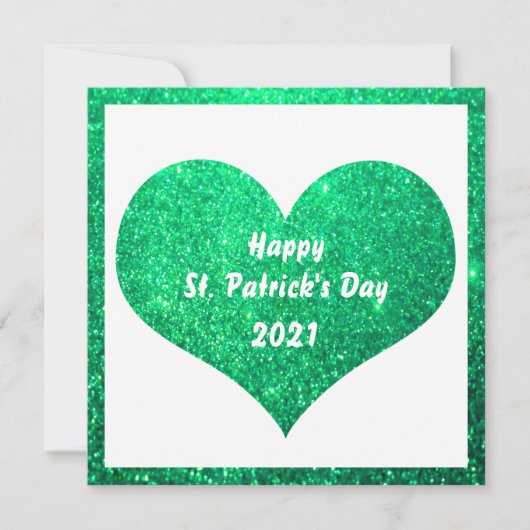 Carte Bonne St Patrick's Day Parties scintillant verte C (Devant)